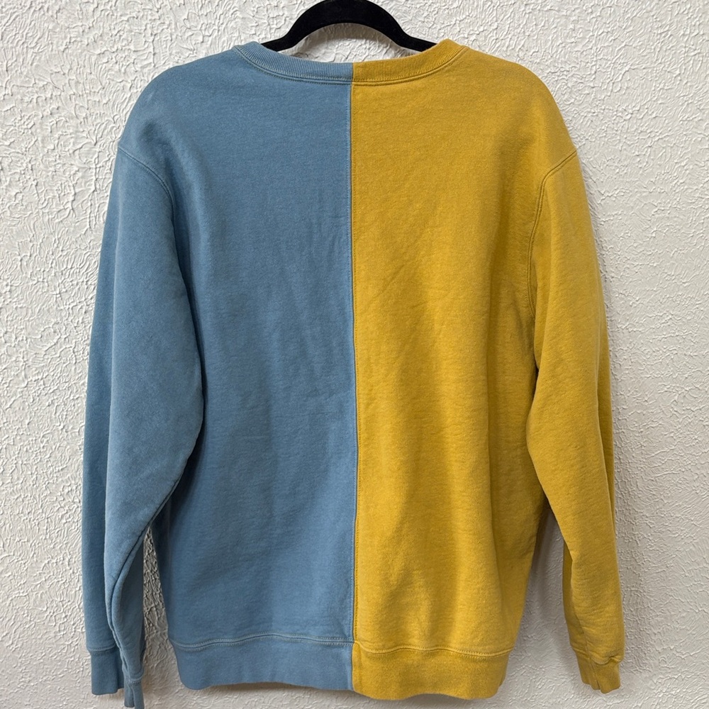 Supreme Split Crewneck Sweatshirt in Mustard & Light Blue - Authenticated - Picture 5 of 8